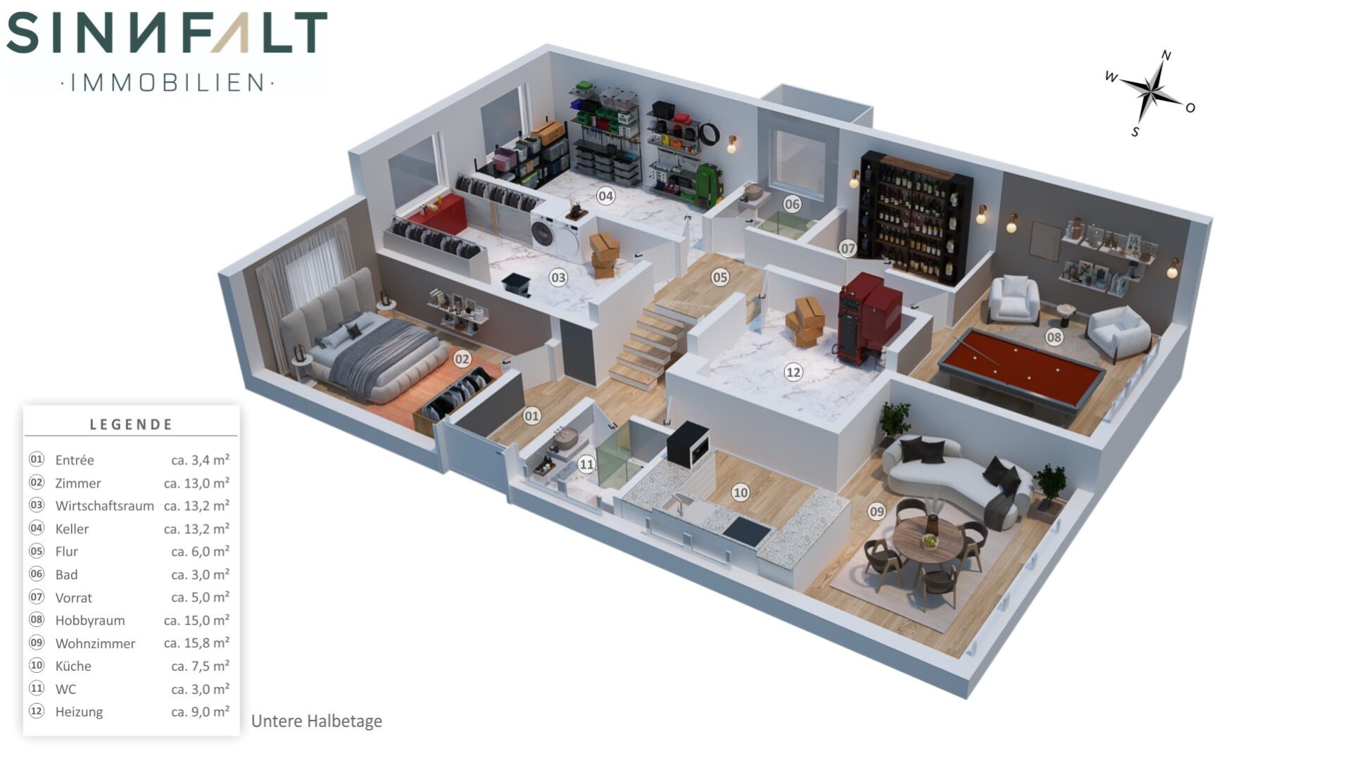 Untere Etage und Zwischengeschoss