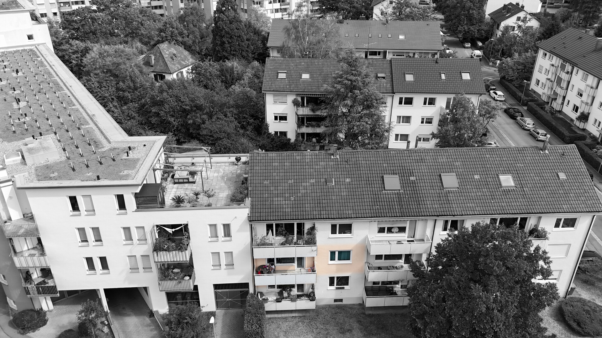 Wohnung mit Balkon 1 farblich gekennzeichnet
